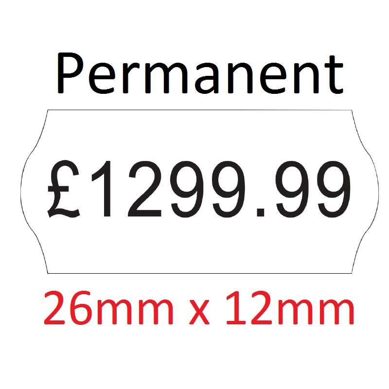 Price Gun Labels CT4 26mm x 12mm  - White Permanent - 10 Rolls